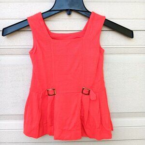 VTG 60s‎ 70s Girls Dress 2T/3T A Randy Orig. Sleeveless A Line Red Gold Buckle